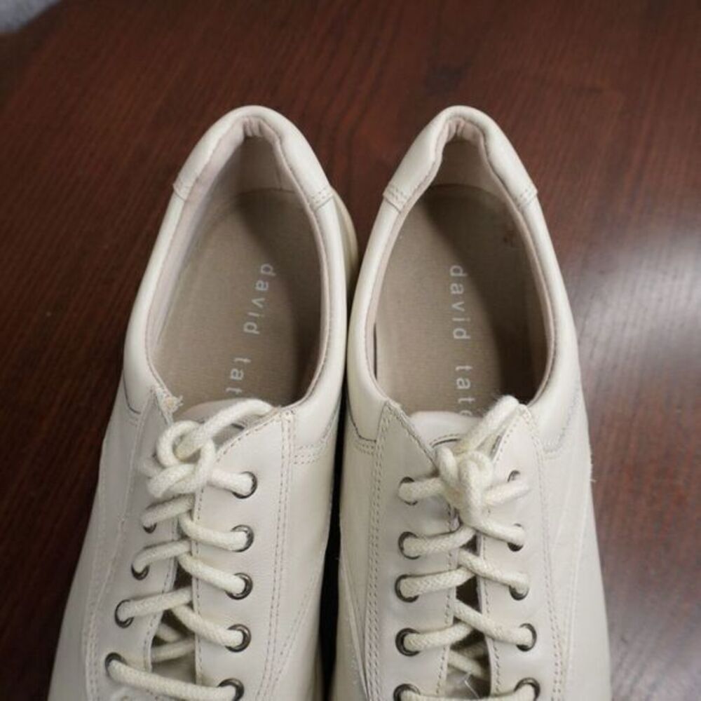 David Tate Walker Shoes Womens Size 8.5 SS Beige Leather Comfort Lace Up Sneaker - Picture 11 of 16